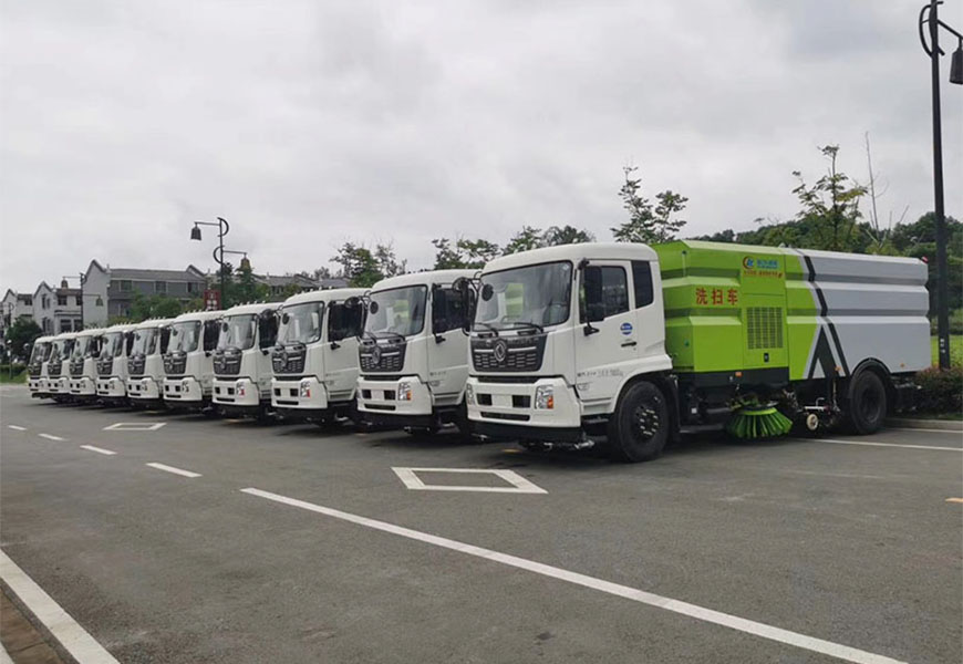 程力集團國六東風天錦洗掃車批量發車
